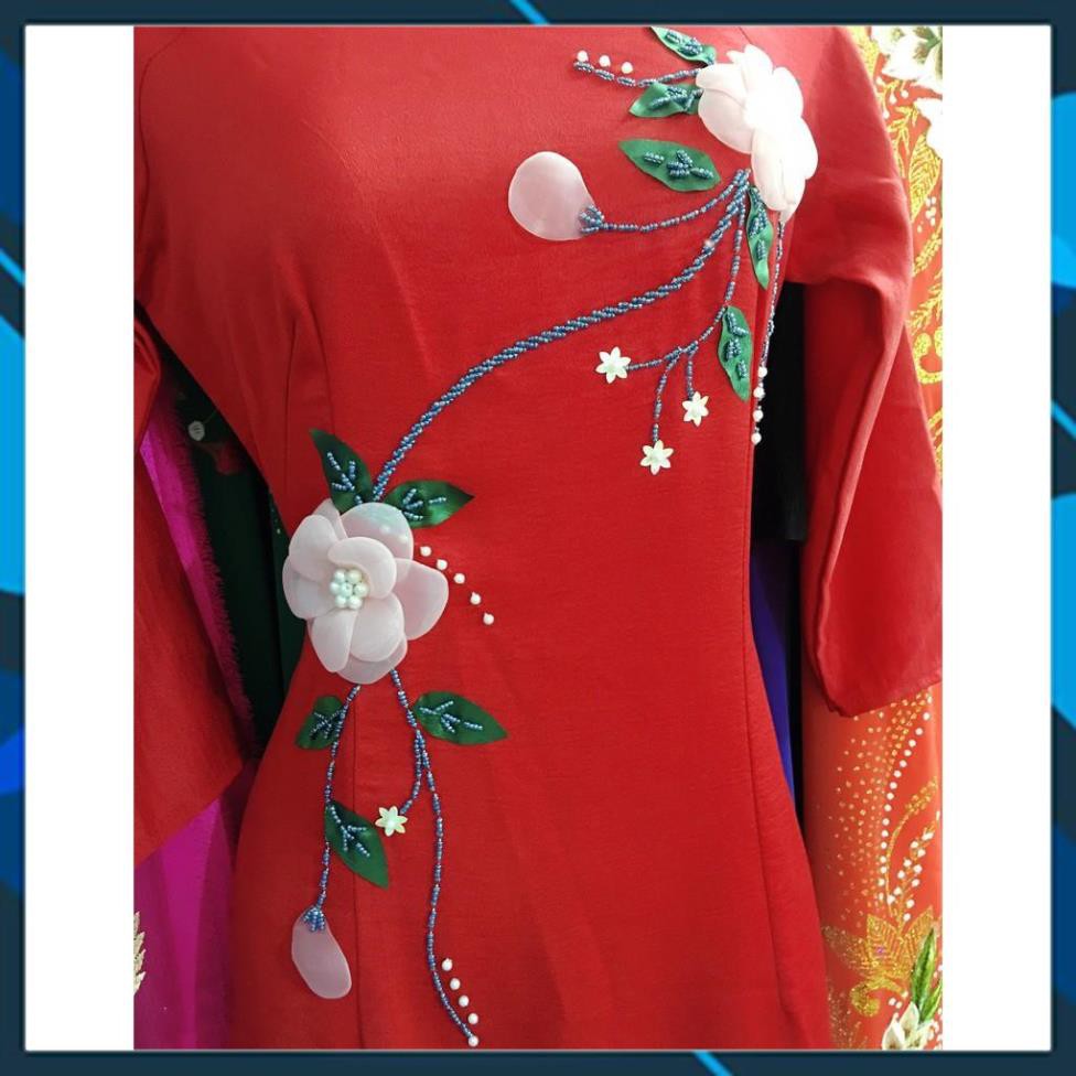 [BẢO HÀNH UY TÍN] ÁO DÀI TRUYỀN THỐNG LỤA TÂY THI HOA ĐÍNH HẠT CƯỜM SANG TRỌNG &amp; QUÝ PHÁI AD2TCFĐ11