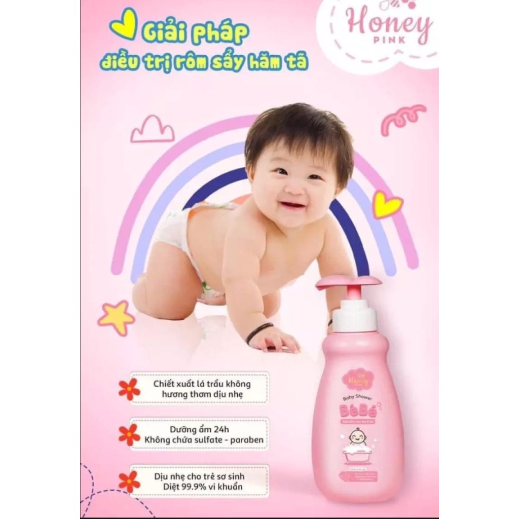 SỮA TẮM VÀ GỘI CHO BÉ BEBE HONEY PINK 300ML CHÍNH HÃNG - 10498