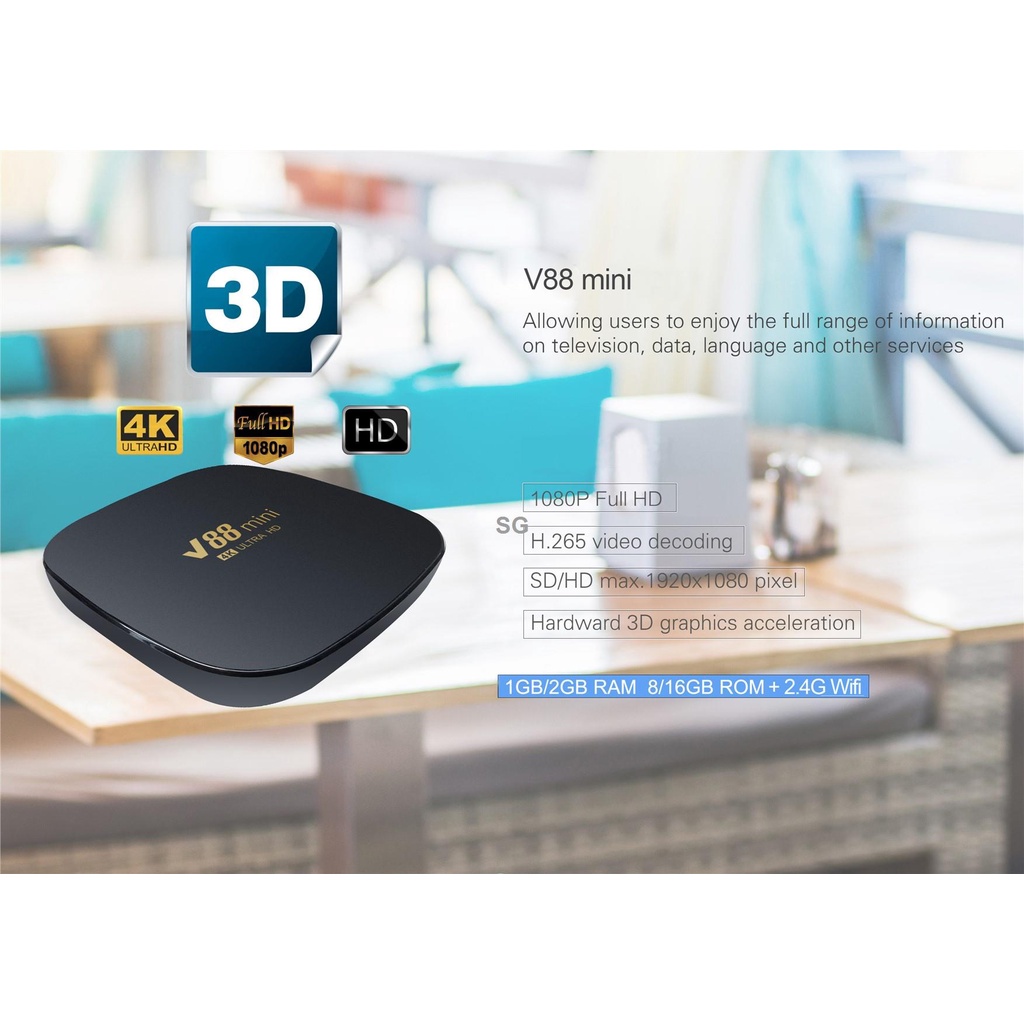 Đầu TV Box V88 mini Thông Minh 2022 32 + 512GB Android 12.0 8K ChấT LượNg Cao KèM Phụ KiệN