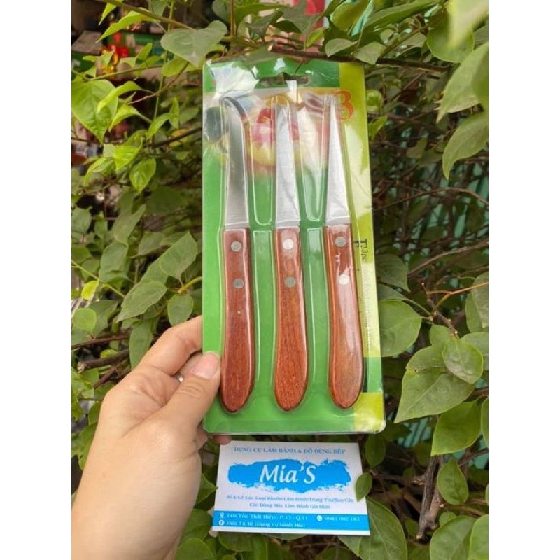 Set 3 dao cán gỗ Tỉa trái cây