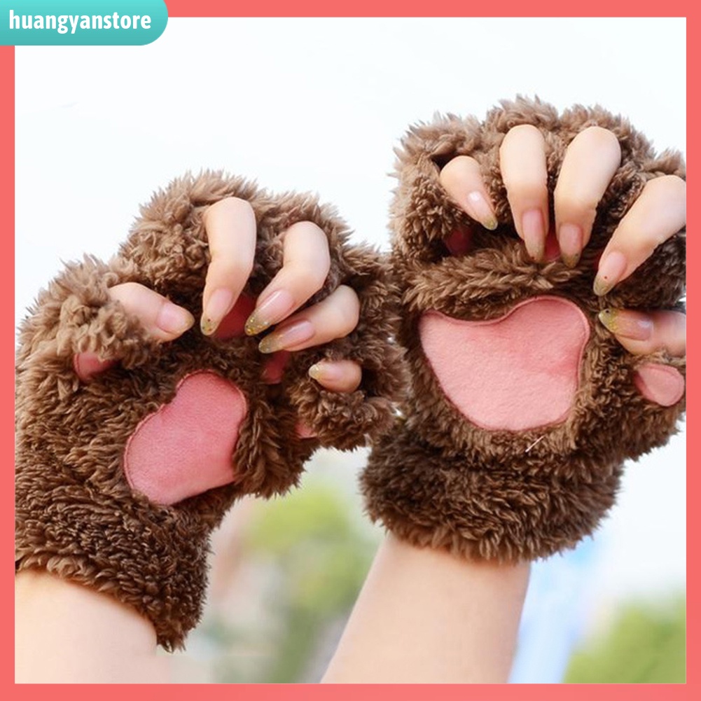 HY| Găng tay nửa ngón hình móng vuốt gấu đáng yêu cho nữ