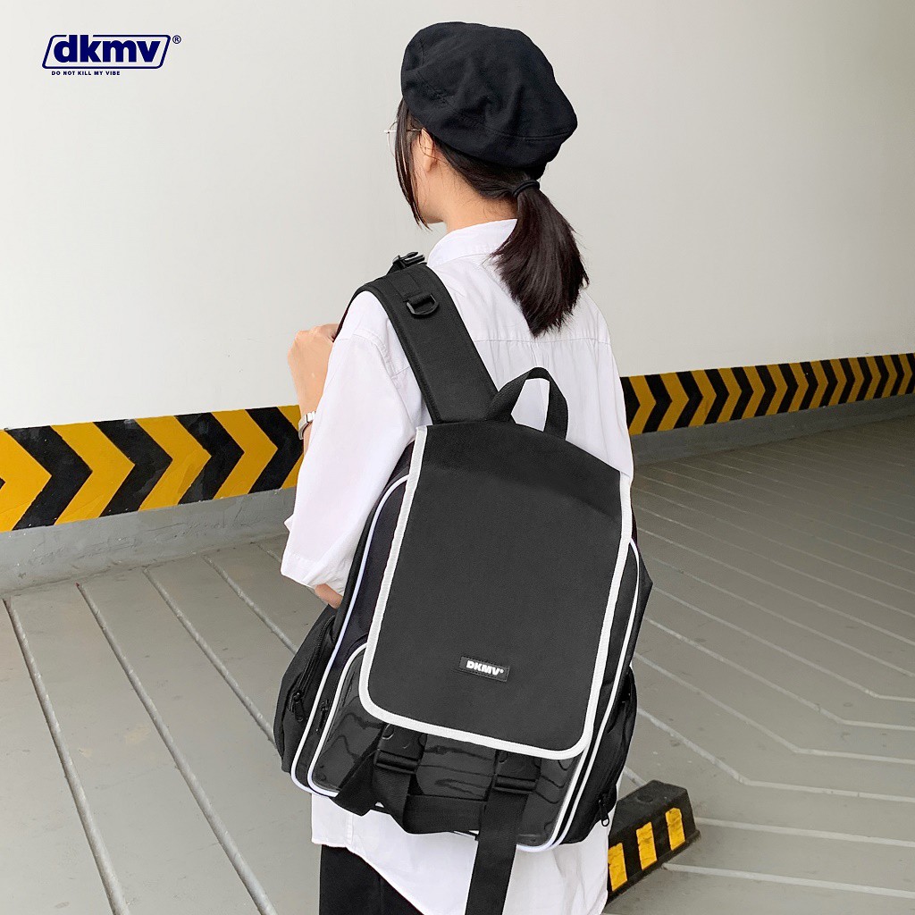 Balo nữ đi học màu đen thời trang canvas - DKMV Highlight Backpack