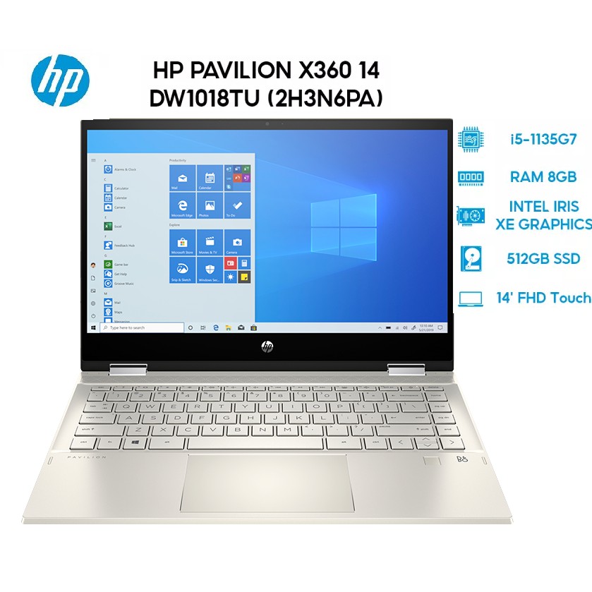 Laptop HP Pavilion x360 14-dw1018TU 2H3N6PA i5-1135G7| 8GB | 512GB | Intel Iris Xe Graphics | 14' FHD Touch | Win 10