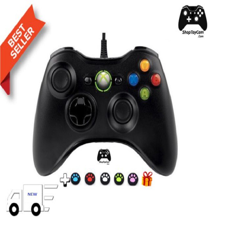 Tay Cầm Chơi Game Xbox 360 Usb - Tay Cầm Chơi Game PC, LapTop, Cắm Cổng USB - Có Rung Tối Ưu Full Skill FO4