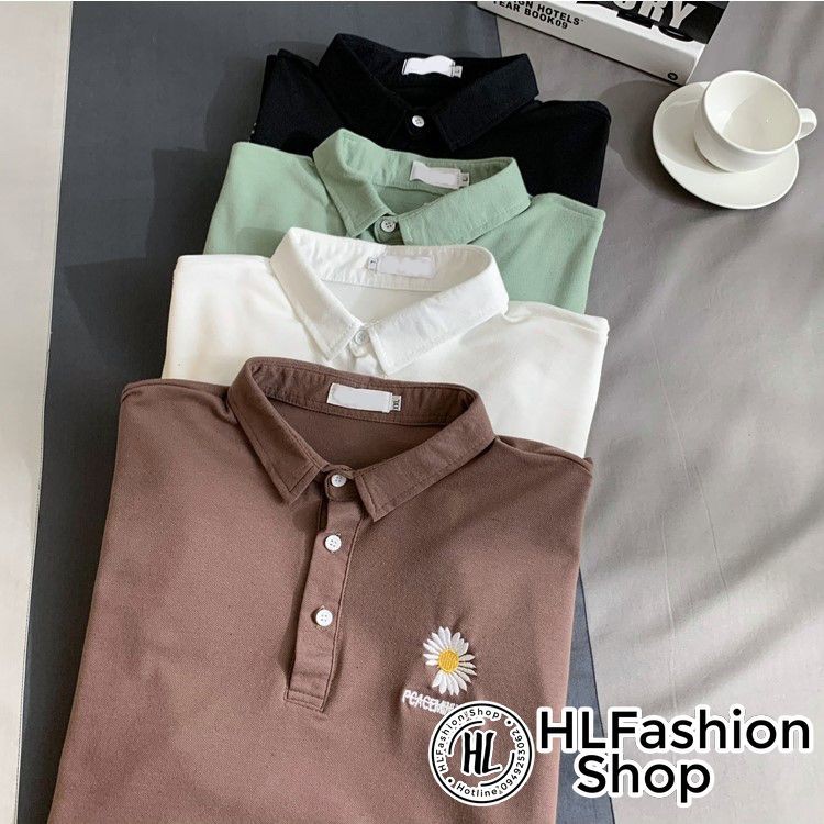 Áo thun tay lỡ unisex T-shirt cổ trụ thêu Hoa cúc Peaceminisone - form rộng freesize | BigBuy360 - bigbuy360.vn
