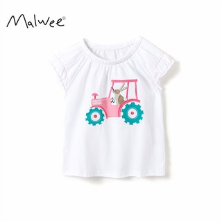 Mã 41000 áo thun trắng thêu hình hươu cao cổ và cây hoa cho bé gái