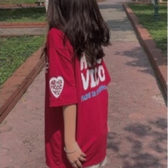 Bộ đồ nữ short kèm áo thun Never Hood Vico form rộng - Quần đùi trắng phối phông form rộng tay lỡ màu đỏ cá tính ulzzang