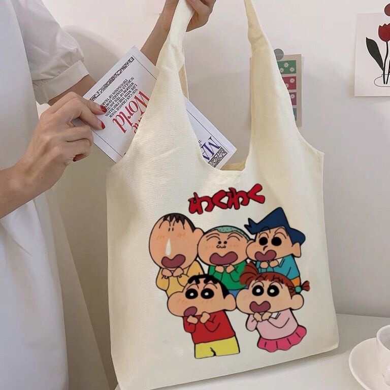 Túi vải canvas họa tiết cậu bé bút chì Shin dễ thương cho nữ