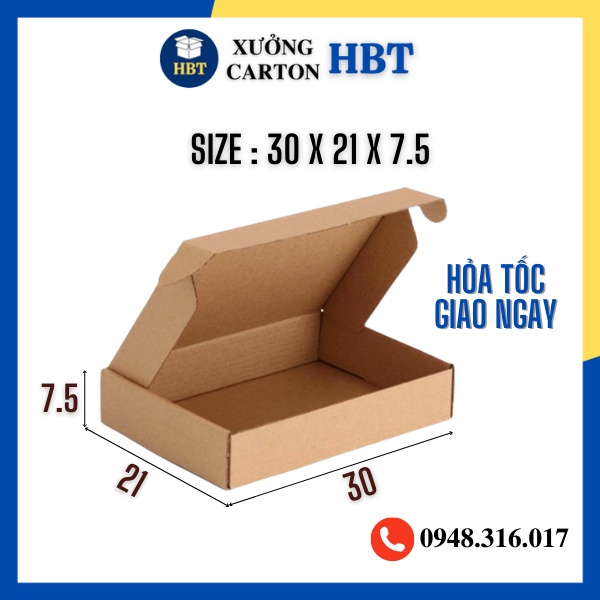 30x21x7,5 Combo 20 Hộp Carton Nắp Gài đóng gói hàng quần áo, giày dép giá rẻ