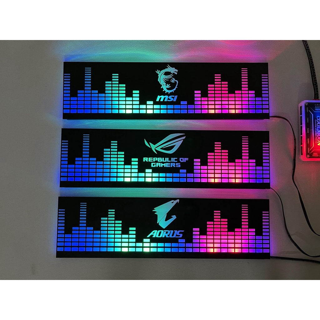 Cover Che Nguồn Máy Tính Led RGB Đồng Bộ Hub Coolmoon Và Mainboard  - Họa Tiết Sóng Nhạc và Logo Các Hãng