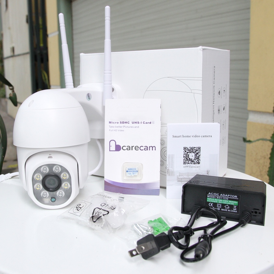 Camera wifi ngoài trời PTZ CARECAM 23HS200  xoay 360 độ  8 LED HD1080 - 2MP- XEM ĐÊM CÓ MÀU - đàm thoại 2 chiều