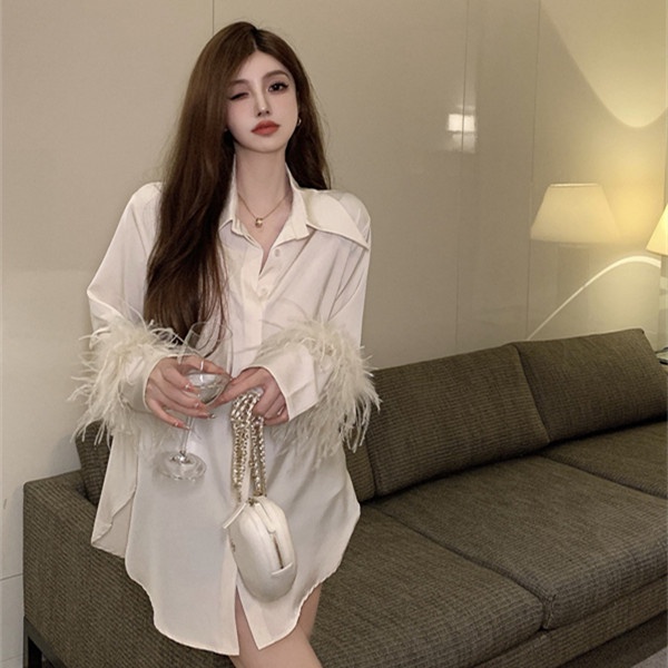 Áo Sơ Mi Dài Tay Vải Satin Thời Trang Mùa Hè Quyến Rũ Cho Nữ