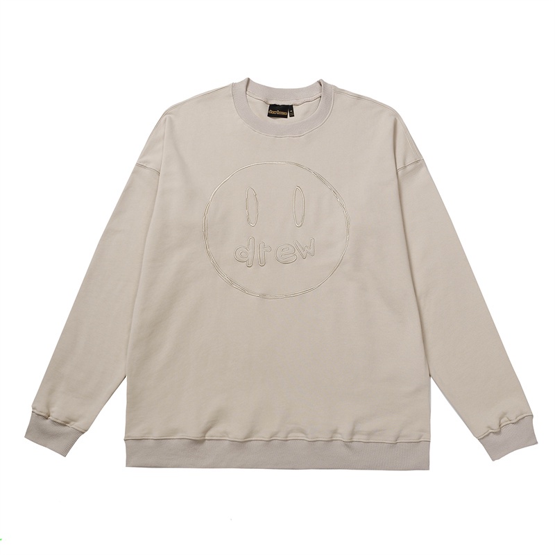 D &amp; EW Áo Sweater Dáng Rộng Thêu Logo Mặt Cười Đơn Giản Phong Cách Đường Phố Cao Cấp