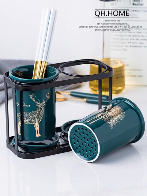 ( có sẵn )Ống cắm đũa sứ xanh cao cấp | BigBuy360 - bigbuy360.vn