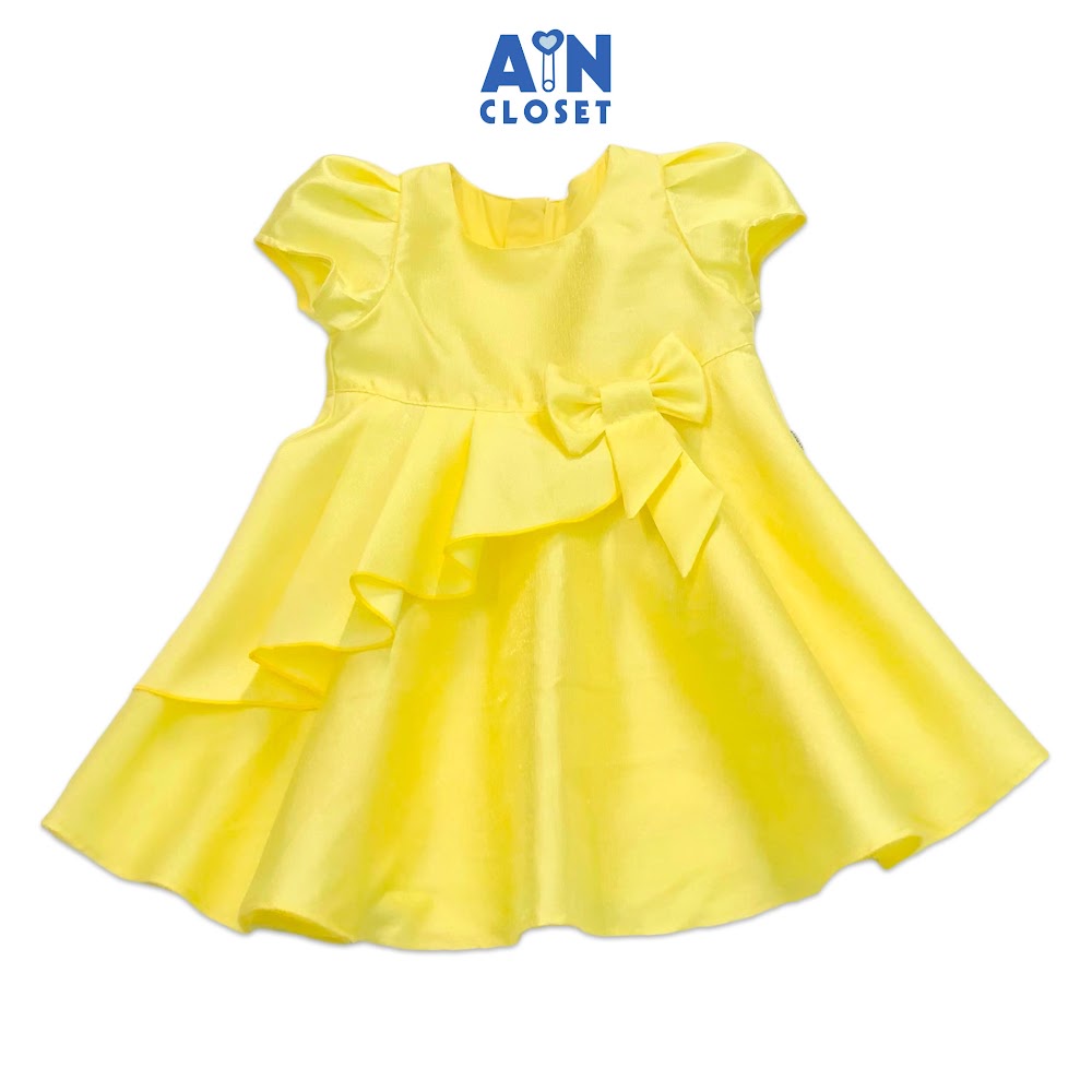 Đầm công chúa bé gái Họa tiết Nơ vàng tafta ánh nhủ - AICDBG1SQCZK - AIN Closet