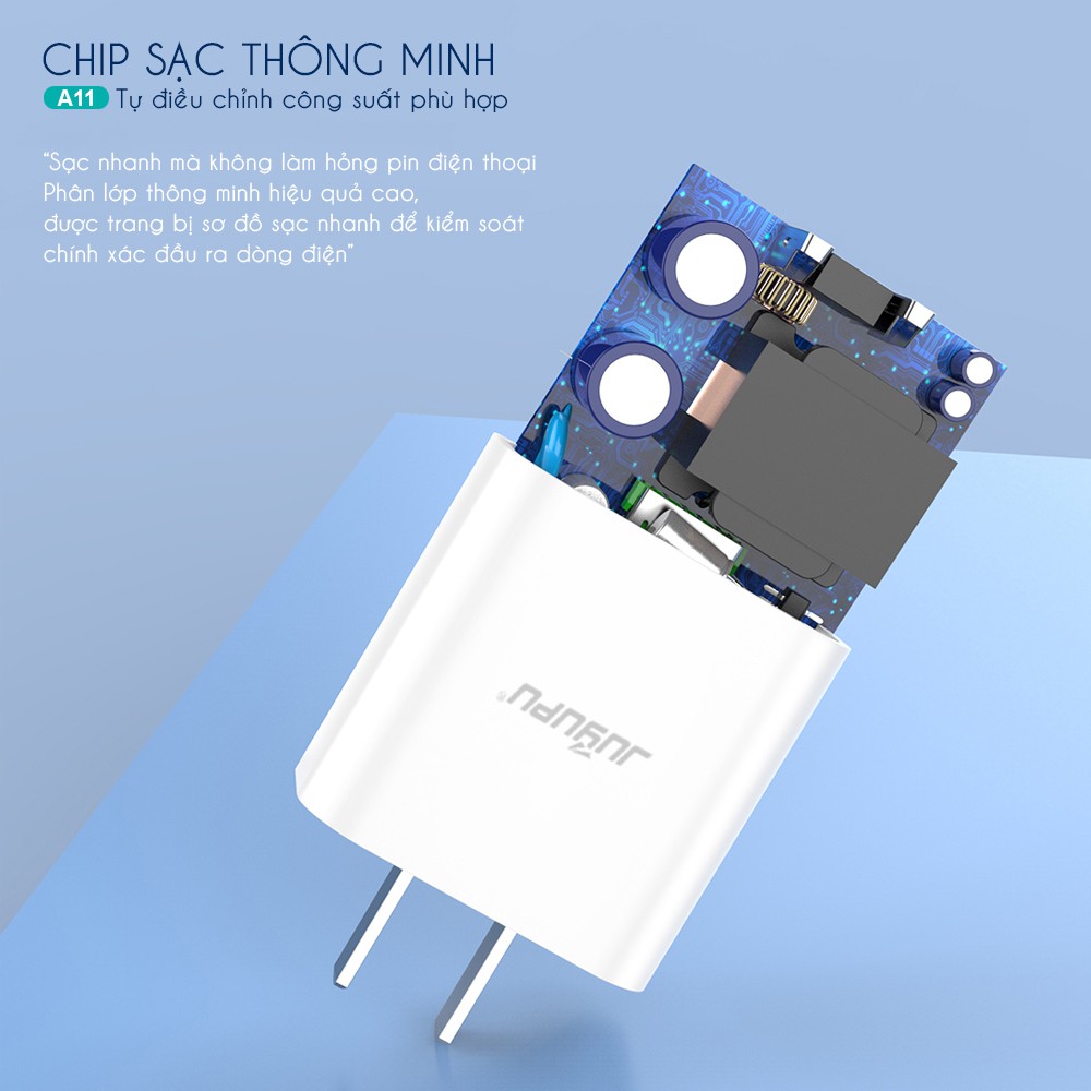 Sạc nhanh iphone JUYUPU A11 bộ sạc cổng PD 20W kèm cáp sạc iphone chính hãng cho iphone X trở lên củ sạc nhanh