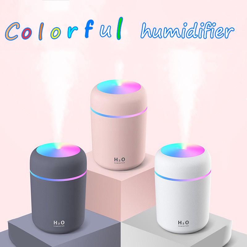 Máy Phun Sương Làm Ẩm 300ml Tích Hợp Đèn Led