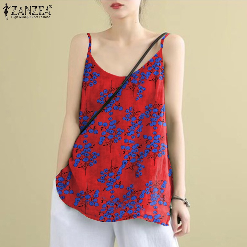 Áo hai dây Zanzea không tay họa tiết hoa thời trang cá tính cho nữ