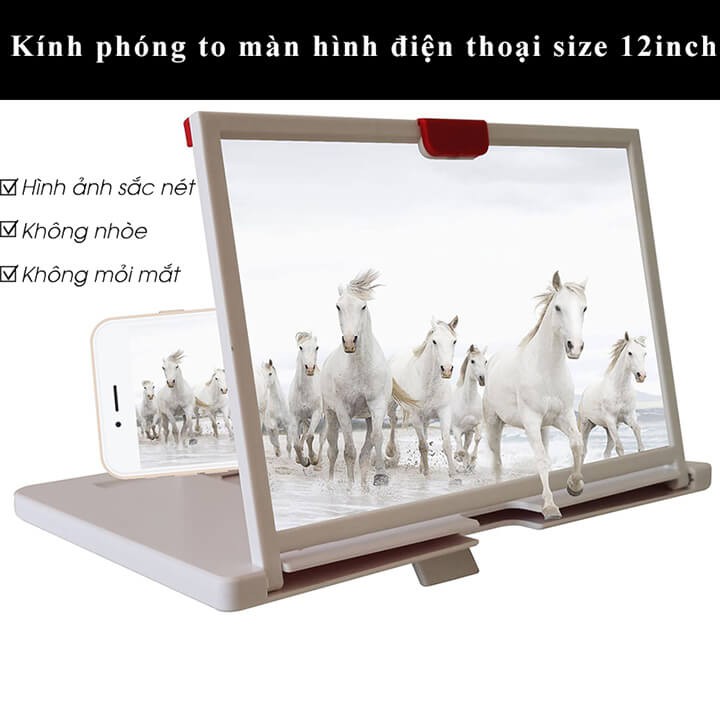 Kính Phóng Đại Màn Hình Điện Thoại 5D 12 Inch, Phóng To Màn Hình Điện Thoại Chống Lóa Mỏi Mắt