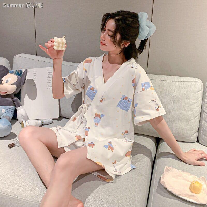 Bộ Đồ Ngủ Vải Cotton Kiểu Kimono Nhật Bản Xinh Xắn Cho Nữ