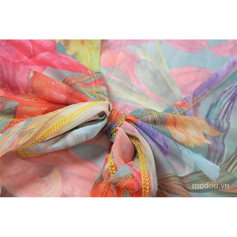 Bộ Đồ 3 Món Gồm Áo Crop Top + Chân Váy + Quần Lót Phối Lưới Thời Trang Mùa Hè Năng Động Cho Nữ