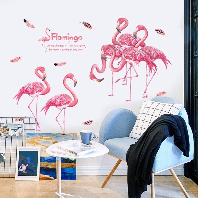 Decal trang trí tường - Cò Hồng Quý Tộc Flamingo