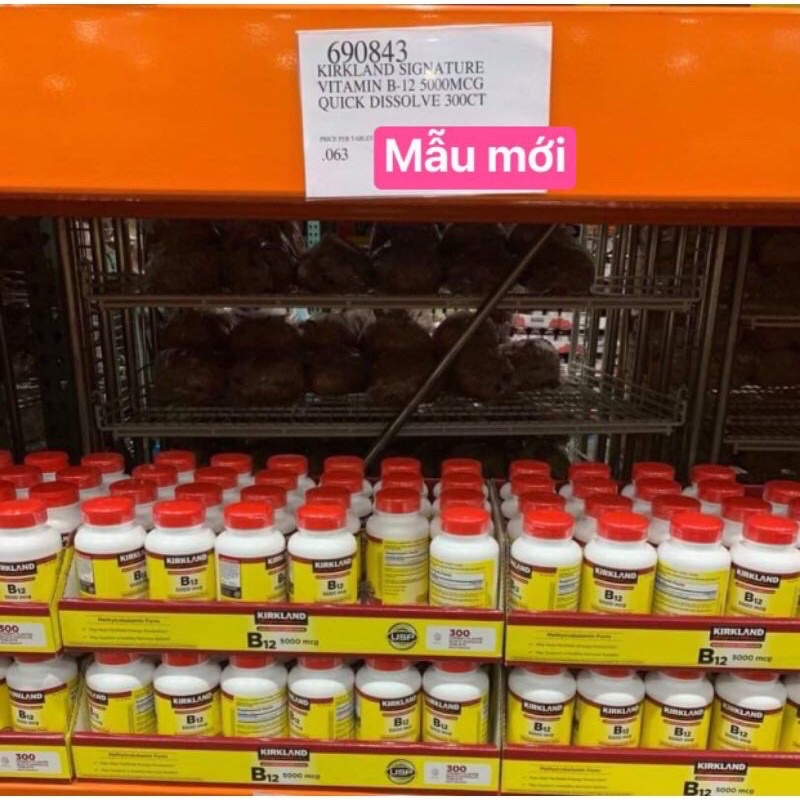 Viên uống Vitamin B12 kirkland kèm bill hủ 300 viên(DATE 8/25, đầy đủ bill Mỹ