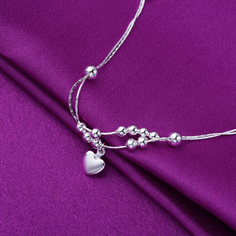 Thời Trang Cao Cấp Hình Trái Tim Mắt Cá Chân Bạc Vòng Tay