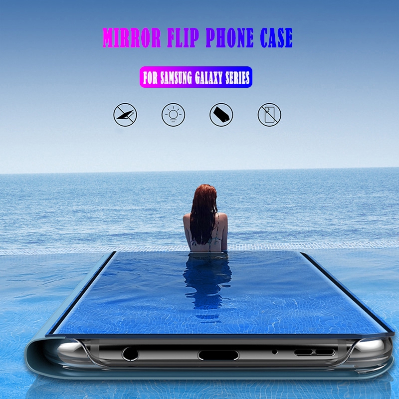 Samsung Galaxy A50S A40S A30S A20S A10S Smart Clear View Mirror Leather Case Flip Cover