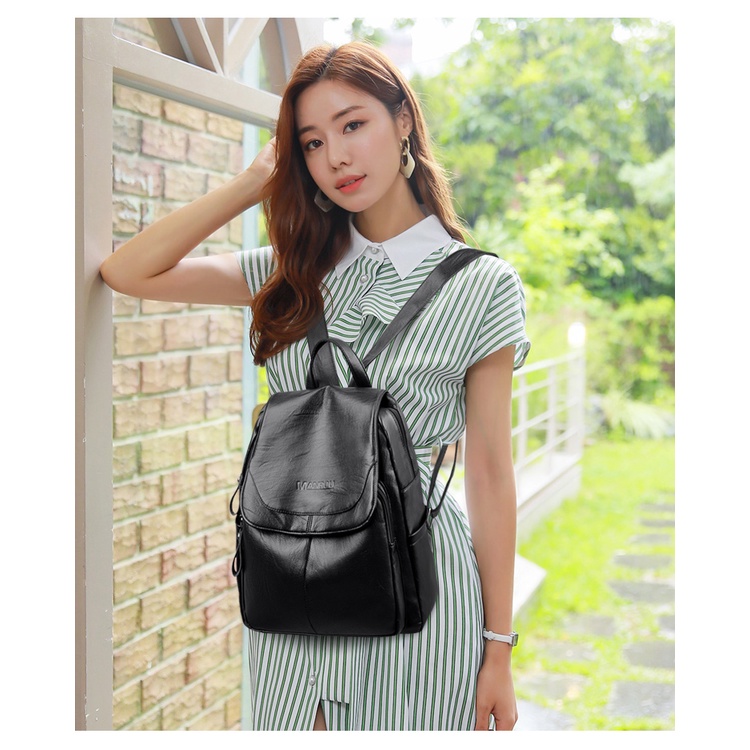 Balo Da Mềm Cỡ Lớn Dễ Phối Đồ Thời Trang Hàn Quốc Cho Nữ