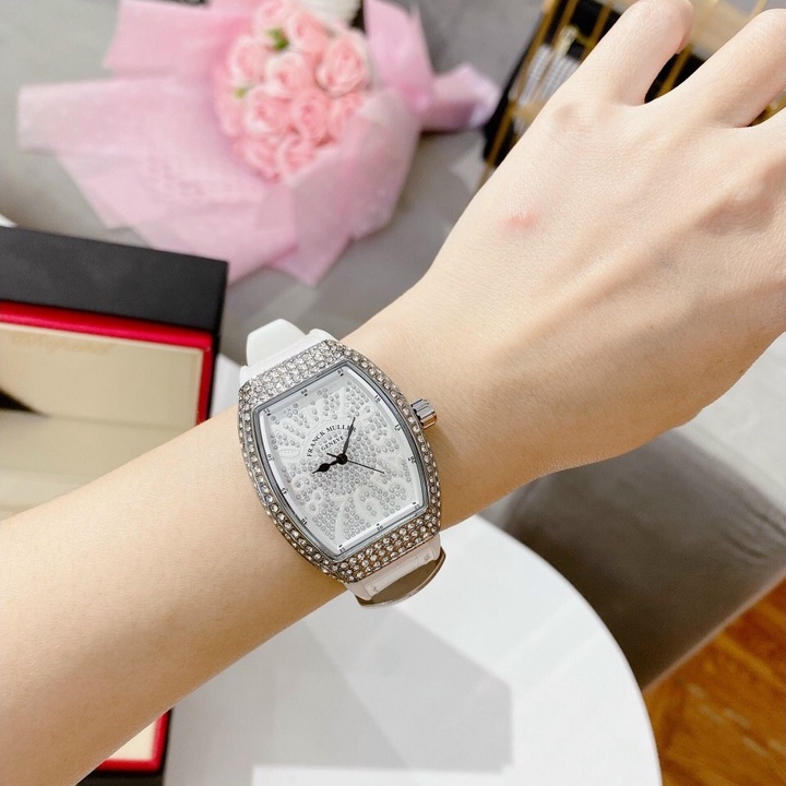 Đồng hồ nữ Franck Muller, đồng hồ đính đá dây cao su bảo hành 12m DHN002 ngoctrinhs