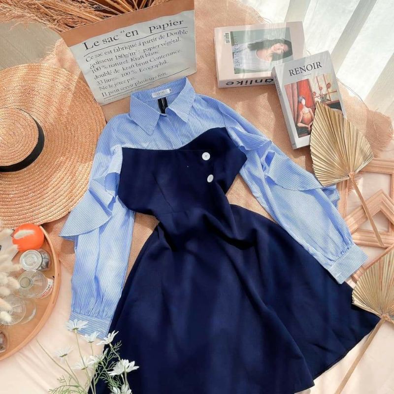 Đầm xòe cổ sơ mi /Đầm công sở thiết kế