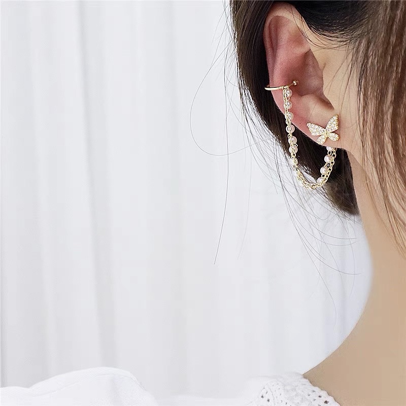 1 ĐÔI khuyên vành xỏ kẹp đá