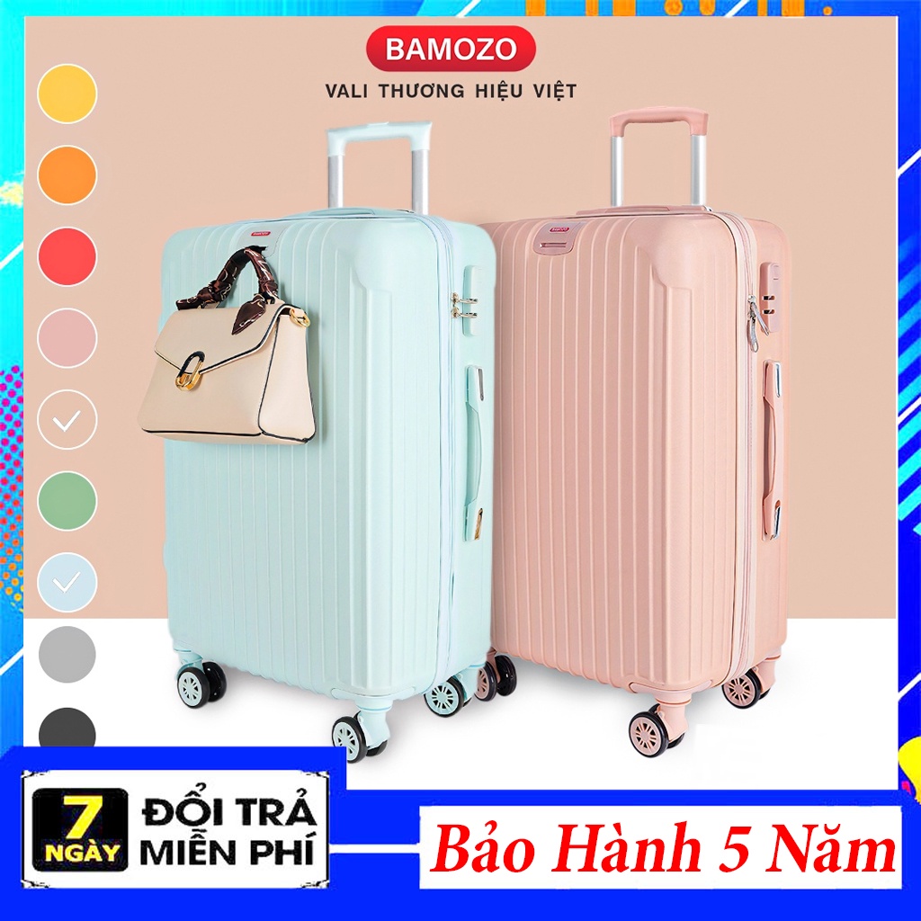Vali Du Lịch BAMOZO Cao Cấp Giá Rẻ Valy Kéo Nhựa Size 20 inch size 24 inch Bảo Hành 5 Năm