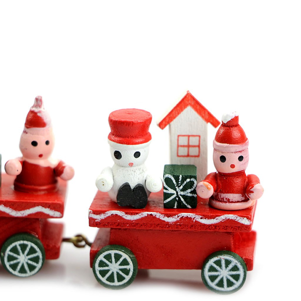 Charming Cute 4 Piece Wooden Christmas Santa Tree Train Ornament Decor Gift New