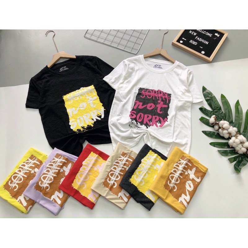 Áo thun giấy form rộng SORRY NOT SORRY tay ngắn cổ tròn | BigBuy360 - bigbuy360.vn
