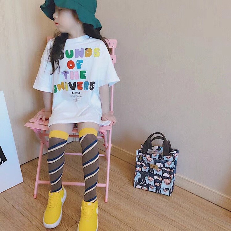 Váy bé gái cotton 4 chiều dáng xuông in chữ sắc mầu  XHN903