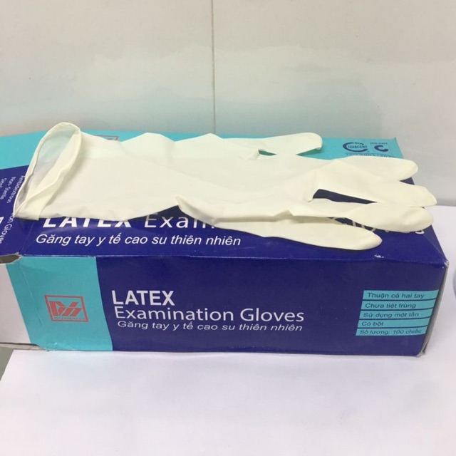 Găng Tay Y Tế Cao Su LATEX, Có Bột ( hộp 100 cái )
