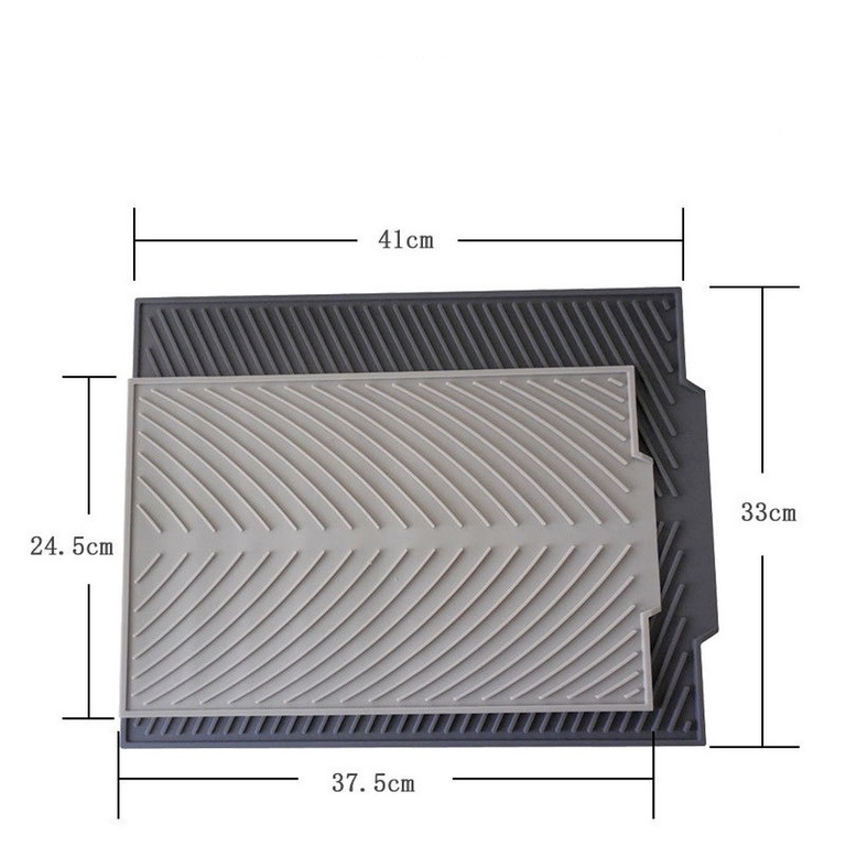 1 Thảm Silicone Phơi Khô Chén Dĩa Ráo Nước Hình Chữ Nhật Chống Trượt Cách Nhiệt