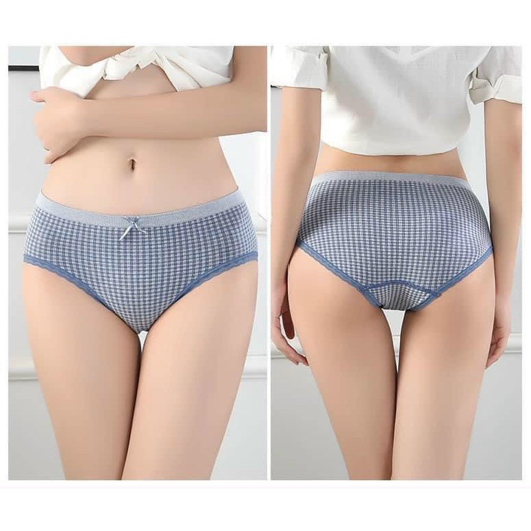 Quần Lót Cotton Họa Tiết Caro Nơ Xinh - Dễ Thương Min Underwear 16087 (Freesize 45 - 58kg) | BigBuy360 - bigbuy360.vn