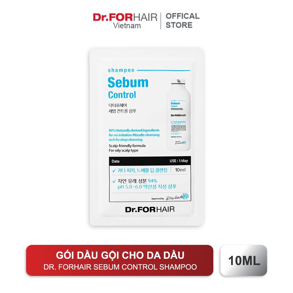 Gói dùng thử dầu gội dành cho da dầu Dr. FORHAIR Sebum Control Shampoo 10ml