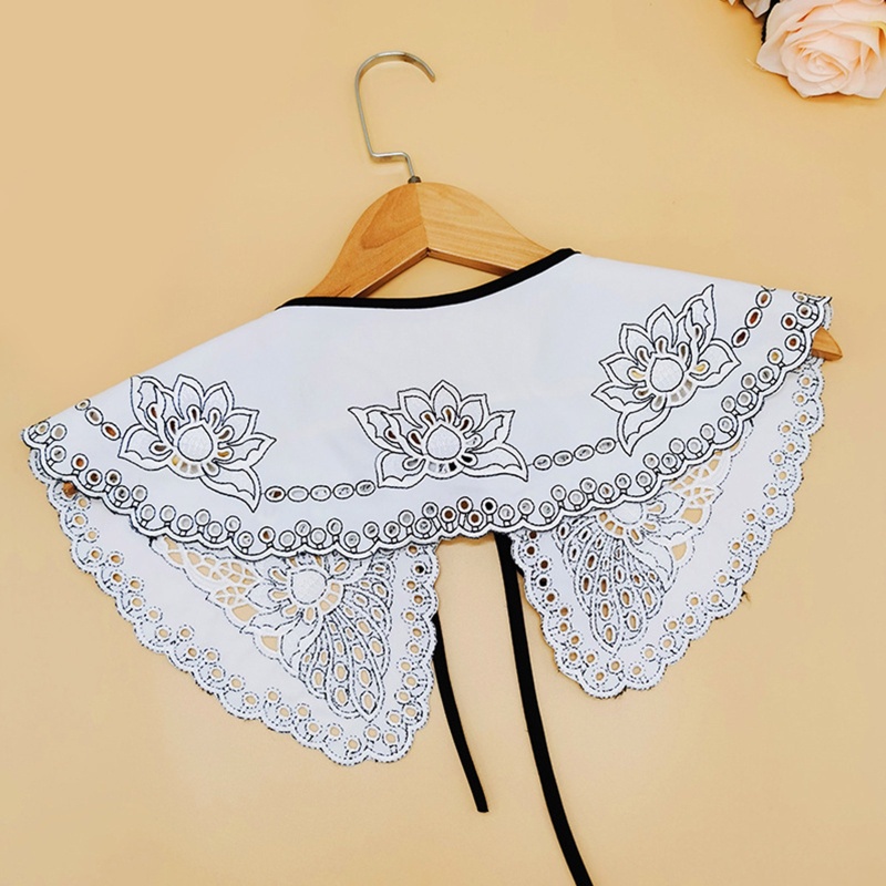 Khăn Choàng Cổ Rỗng Thêu Hoa Phối Nơ Có Thể Tháo Rời Cho Nữ