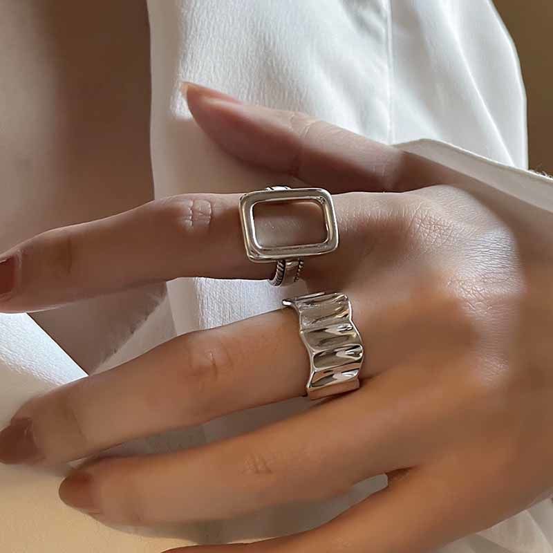 2 nhẫn vuông nam nữ cá tính hợp kim cao cấp thời trang
