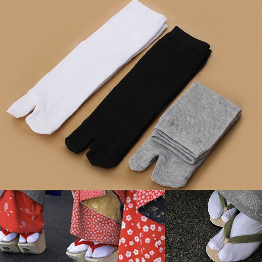 ☆YOLA☆ Geta Two Toe Socks Split Flip Japanese Kimono Sandal Flop Solid Tabi Ninja Unisex/Multicolor