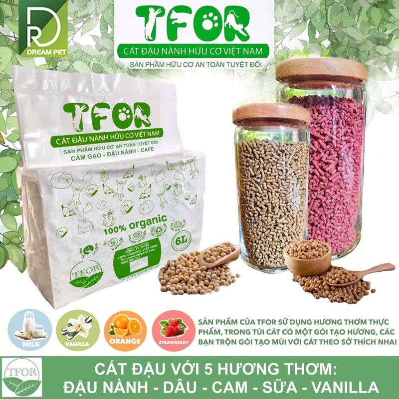 Cát vệ sinh cho mèo đậu nành tofu hữu cơ Tfor 6L