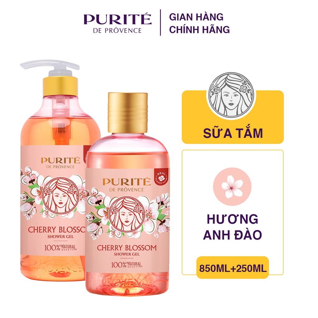 Combo 2 Sữa Tắm Thiên Nhiên Hoa Anh Đào Purité 850ml + 250ml | BigBuy360 - bigbuy360.vn