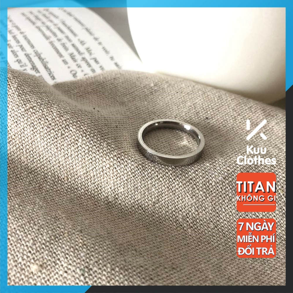 Nhẫn nam nữ bạc thời trang Plain Ring Bản Nhỏ Mỏng Kuu Clothes Basic Unisex đơn giản Titan không gỉ - Plain Ring Bản Nhỏ