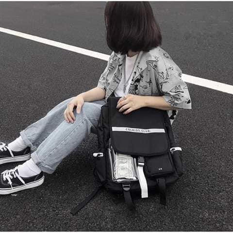 &lt; TẶNG FULLTAG GIẤY THƠM &gt; Balo COLKIDS phối Line Phản Quang - 100% BLACK COLKIDS.CLUB [ UNISEX ]