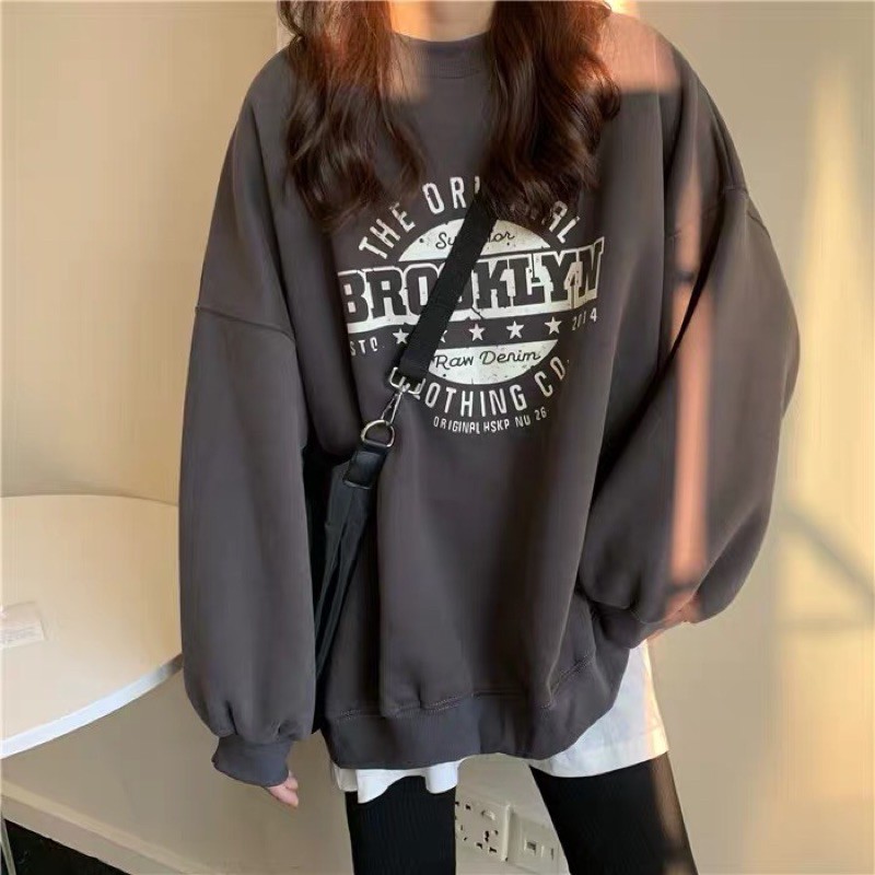 Áo hoodie sweeter nỉ da cá không có lót dáng suông dài basic | BigBuy360 - bigbuy360.vn