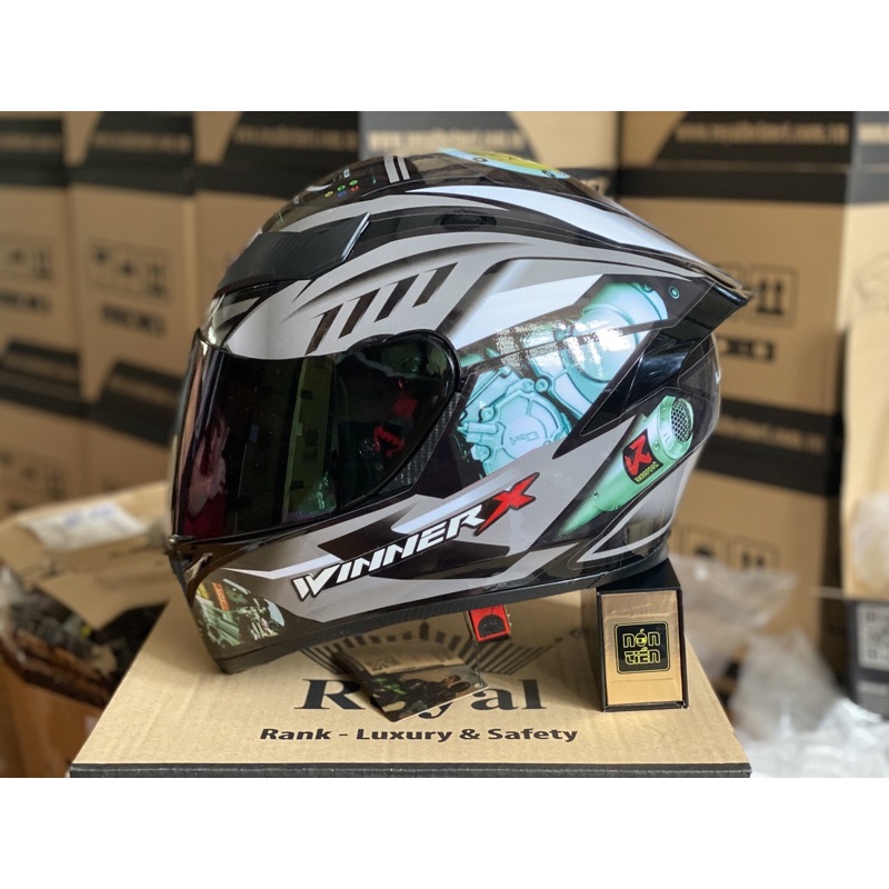 MŨ FULLFACE M138B ĐEN BÓNG LÊN TEM winnerX CỰC ĐẸP, MUA 1 mũ  TẶNG 1 quà, BẢO HÀNH 12 THÁNG
